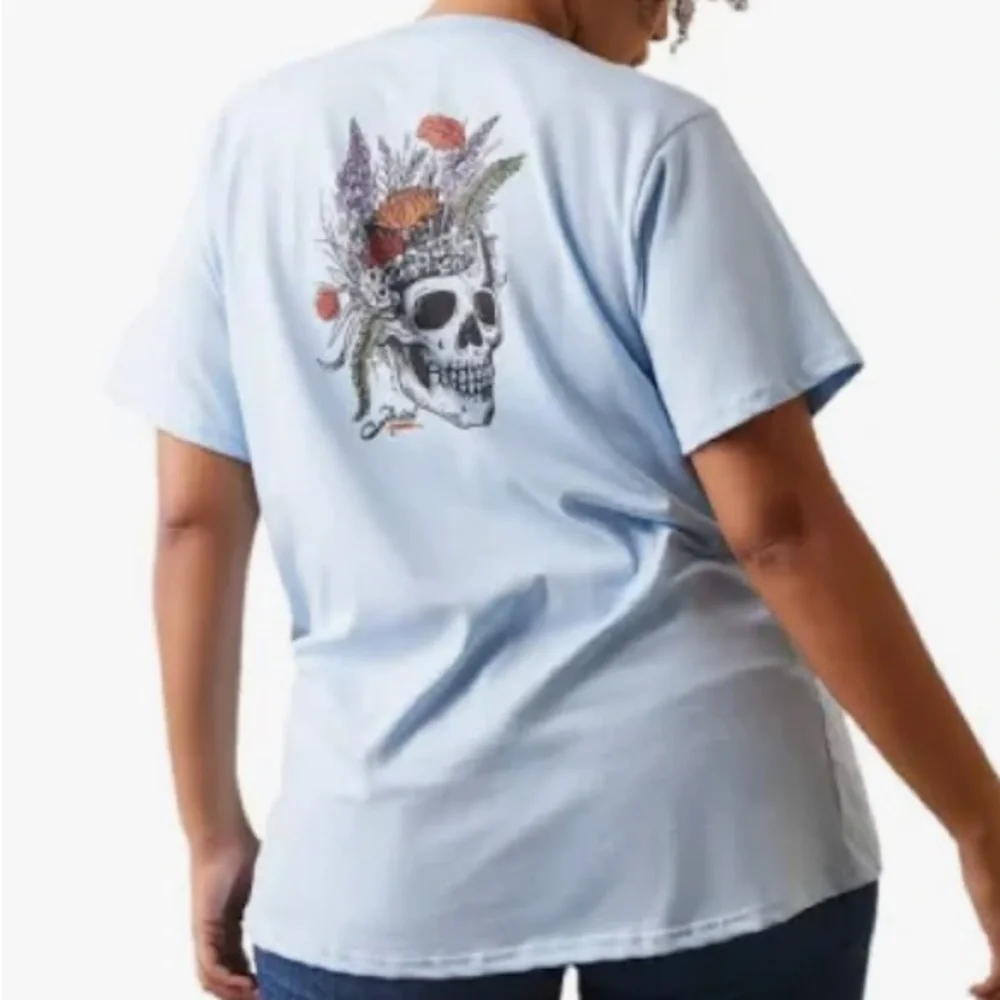 Ariat Women's Rebar CottonStrong Roughneck Graphic T-Shirt size medium blue​ - Picture 4 of 16